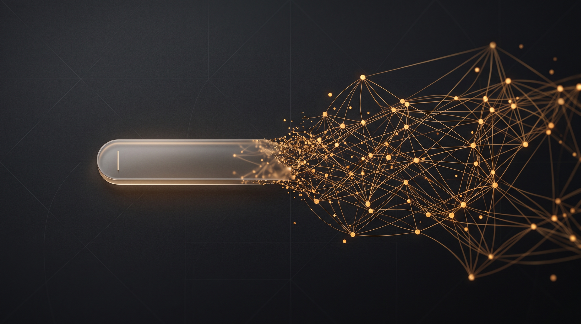 GEO nedir? Yapay zekâ aramalarında görünürlük Cam bir arama çubuğunun altın renkli ağ düğümlerine dönüşmesi — üretken motor optimizasyonu (GEO)